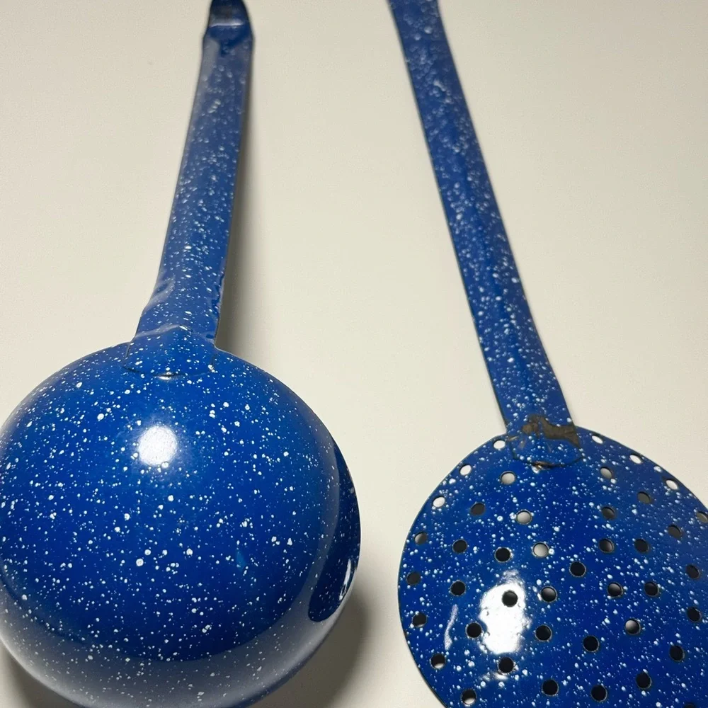 Blue Speckled‎ Ladle and Skimmer Set